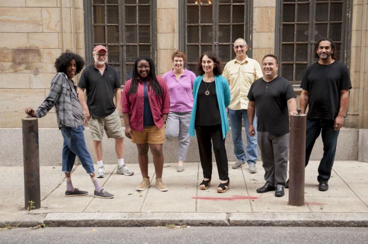 Playwrights on the sidewalk 