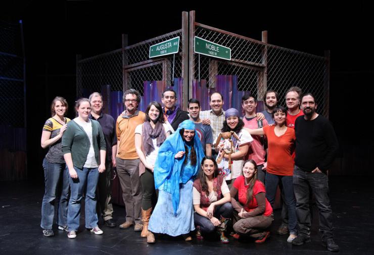 cast and crew on stage 