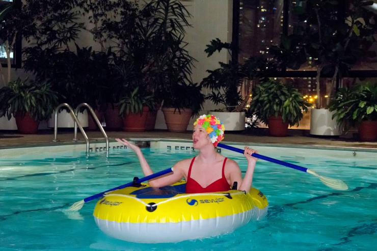 an actress in a pool