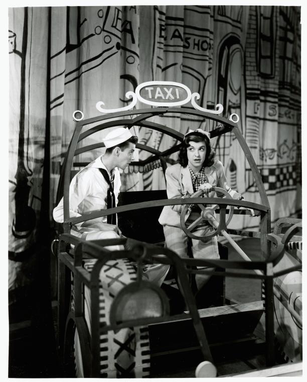 vintage photo of two actors on stage