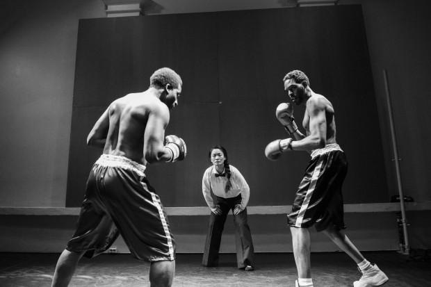 a scene of actors boxing