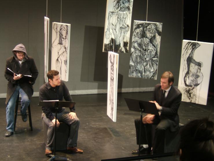 actors performing with painters 
