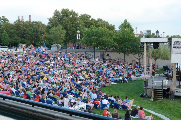 Crowd in an outdoor theatre