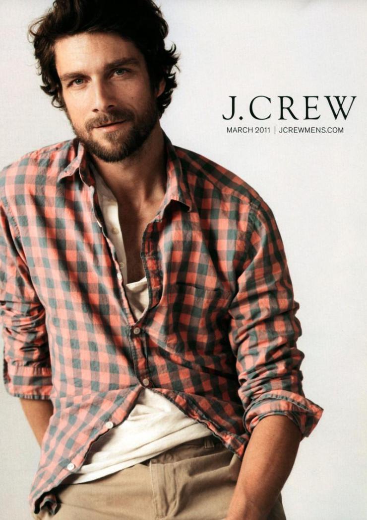A J. Crew model looking at the camera.