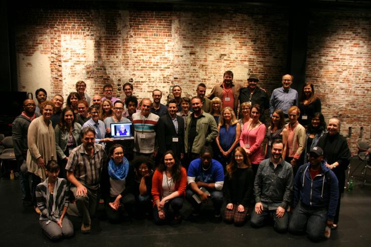 large group of playwrights smiling