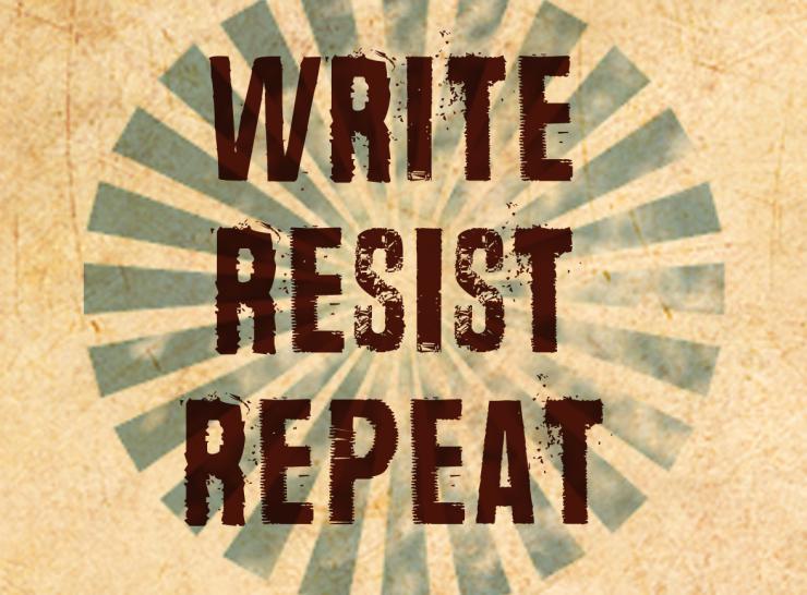 logo/graphic (write, resist, repeat)