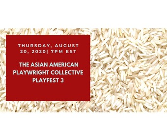 Event title and time in a red box, on top of an image of grains of rice.