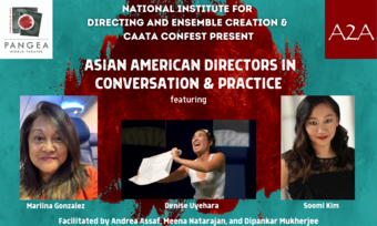 Asian American Directors in Conversation and Practice event poster. 