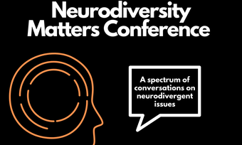 outline of head with text neurodiversity matters conference.