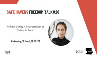 event poster for safe havens freedom talk with Ani Svami.