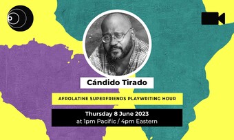Event poster for afrolatine superfriends with Candido Tirado.