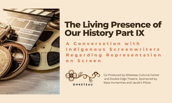 event poster for A Conversation with Indigenous Screenwriters Regarding Representation on Screen.