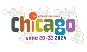 event poster for theatre communications group national conference chicago 2024.