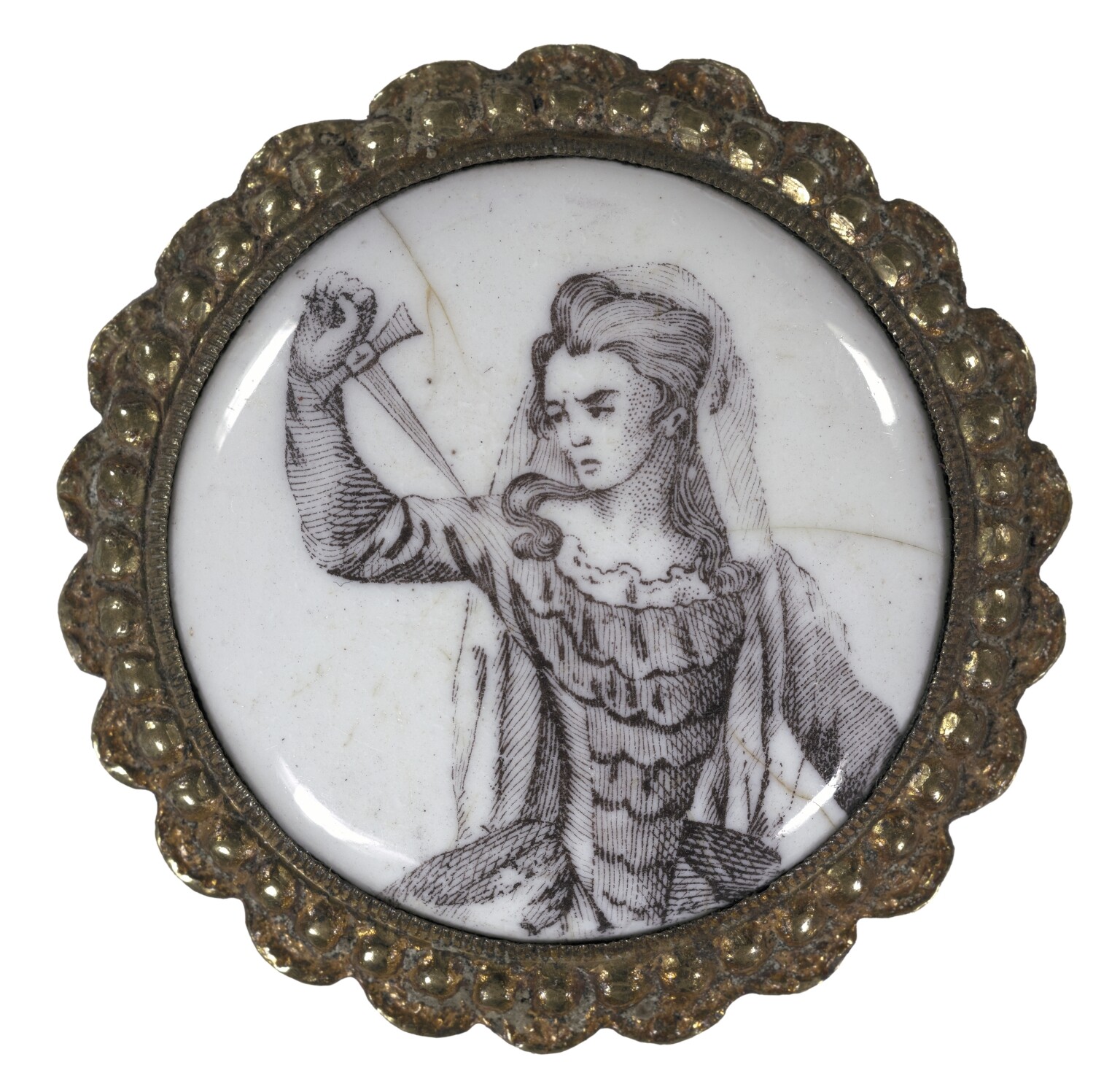 drawing of woman in circular frame