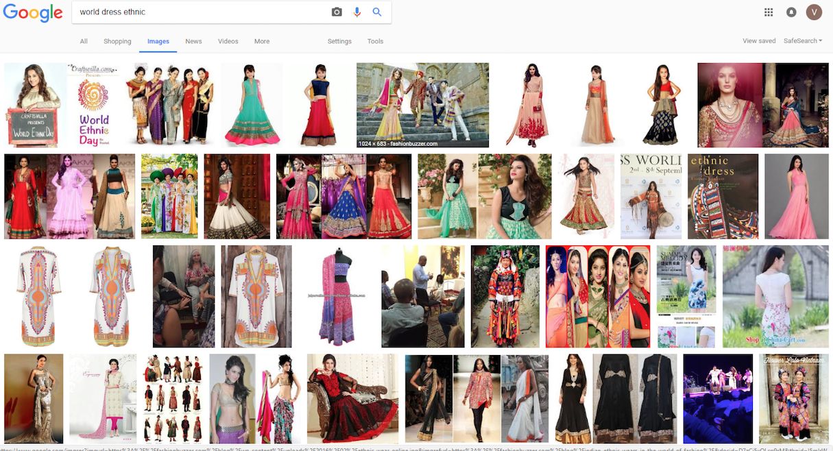 screenshot of google image search for "world dress ethnic"