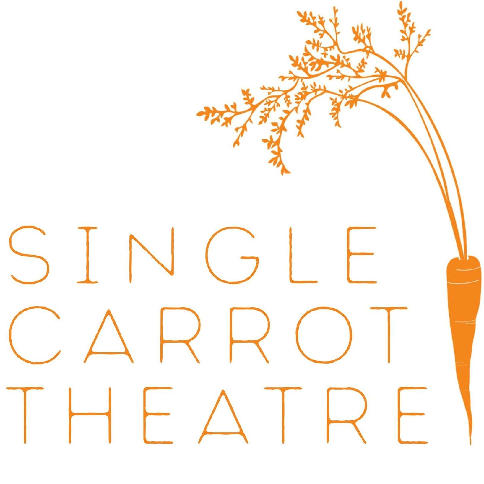 illustration of a carrot with orange text single carrot theater.