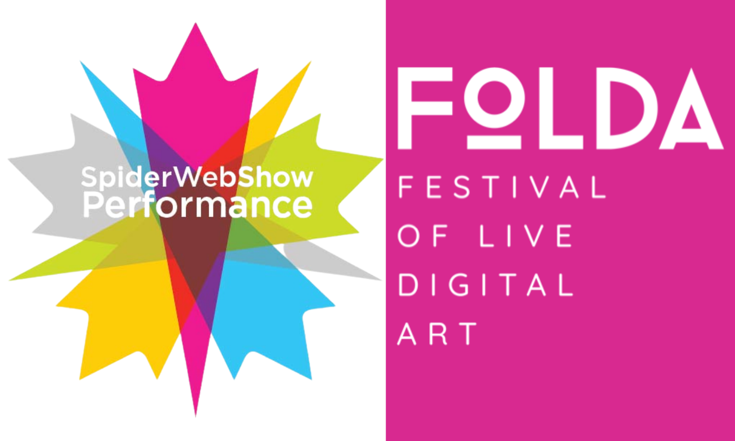 Logo for SpiderWebShow Performance and the logo for the Festival of Live Digital Art.
