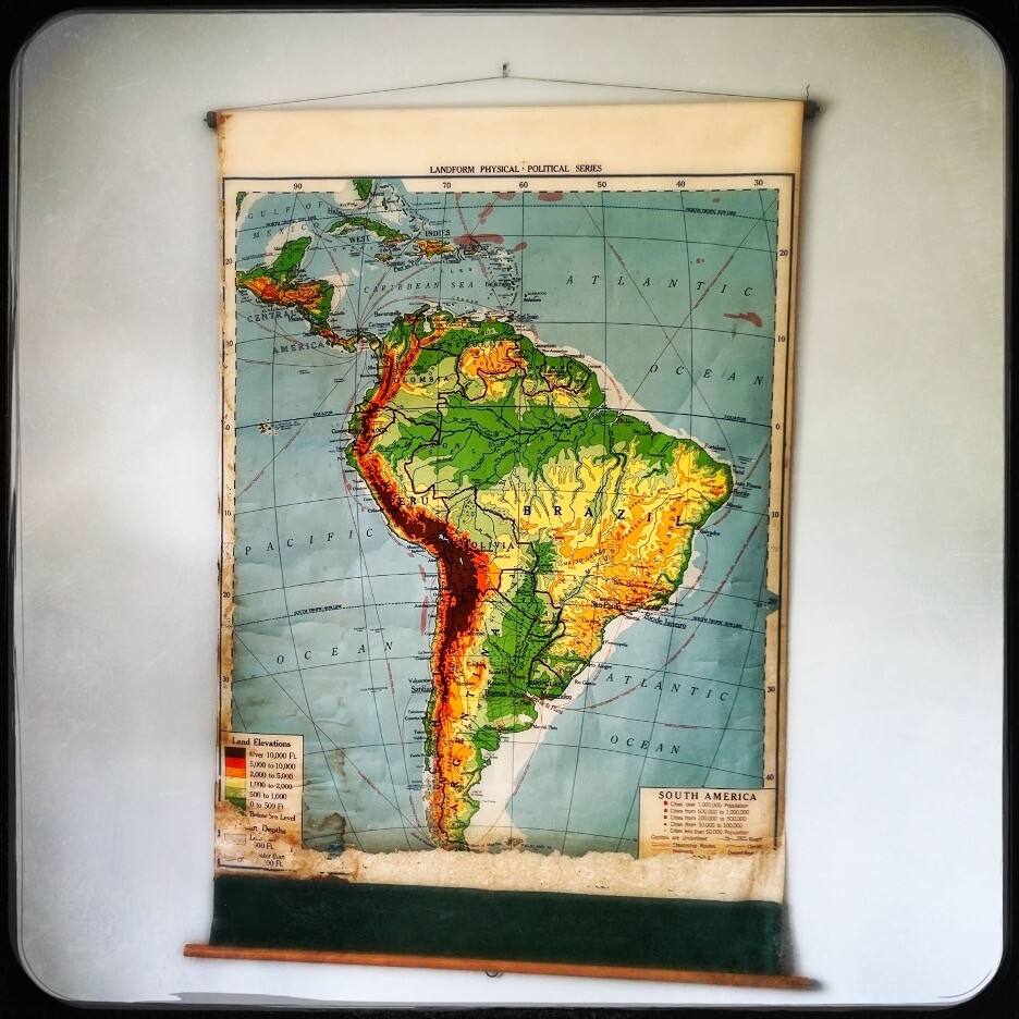 A map of South America.