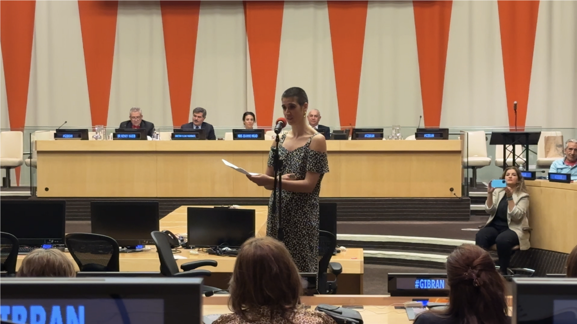 Sarah Bitar performs at the UN headquarters in New York