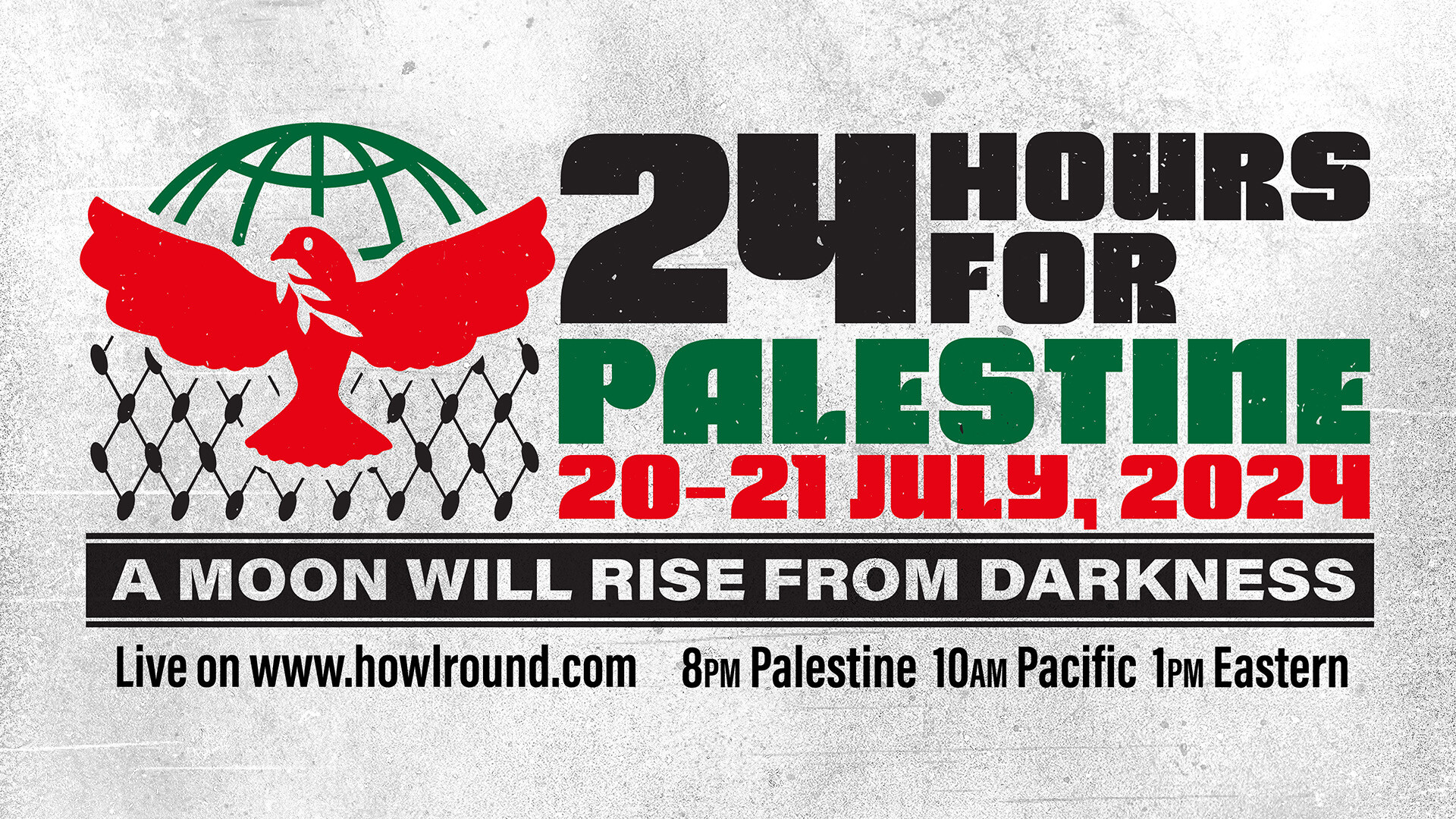 Event poster for 24 Hours for Palestine.